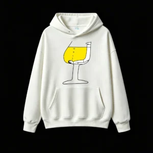 主图_2 Buzo con capucha Algodón Estampada Copa Vino Arte Minimalista Premium