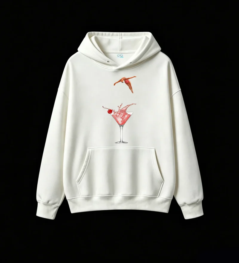 Buzo con capucha Algodón Estampado Martini Cherry Diseño Vintage Premium