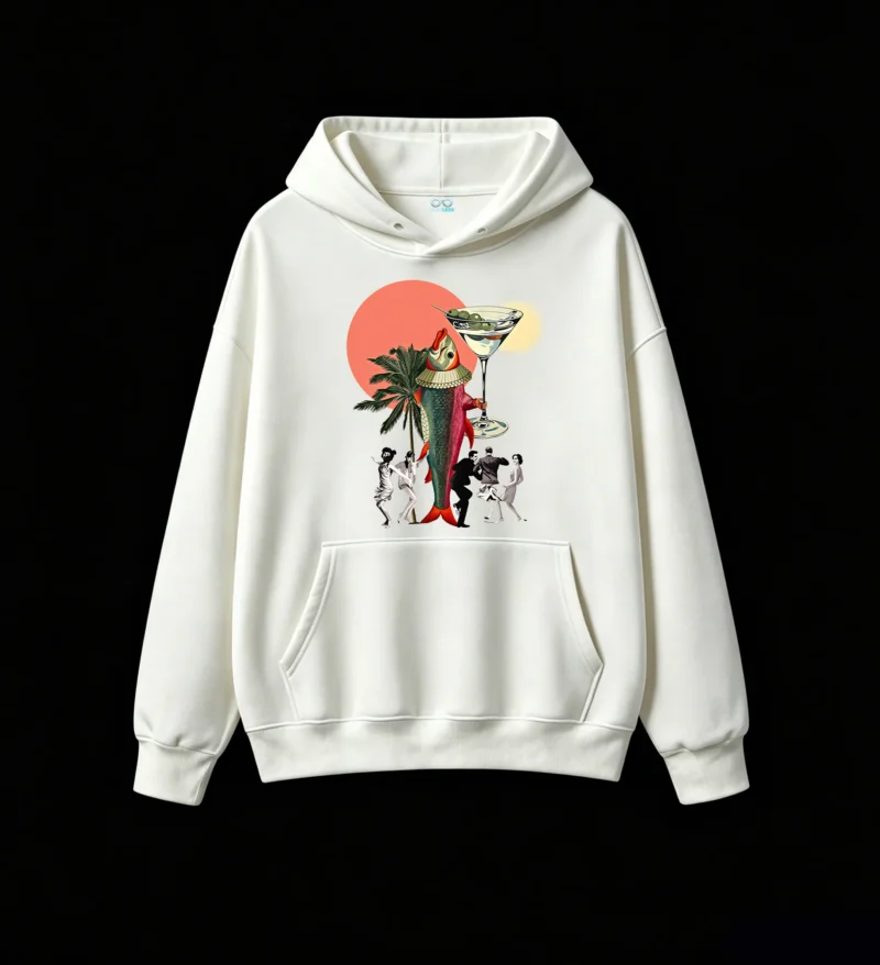 主图_2 Buzo con capucha Algodón Estampada Arte Surrealista Fiesta Retro Cool