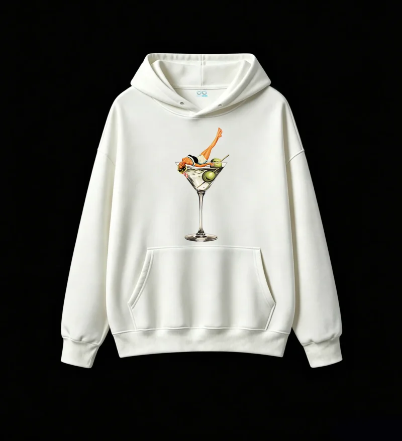 主图_2 Buzo con capucha Algodón Estampada Martini Retro Diseño Exclusivo