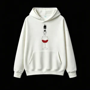 Buzo con capucha Algodón Estampado Vino Copa Diseño Minimalista Premium