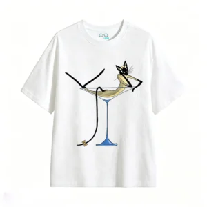 主图_2 Remera Algodón Estampado Gato Martini Premium Calidad Moda