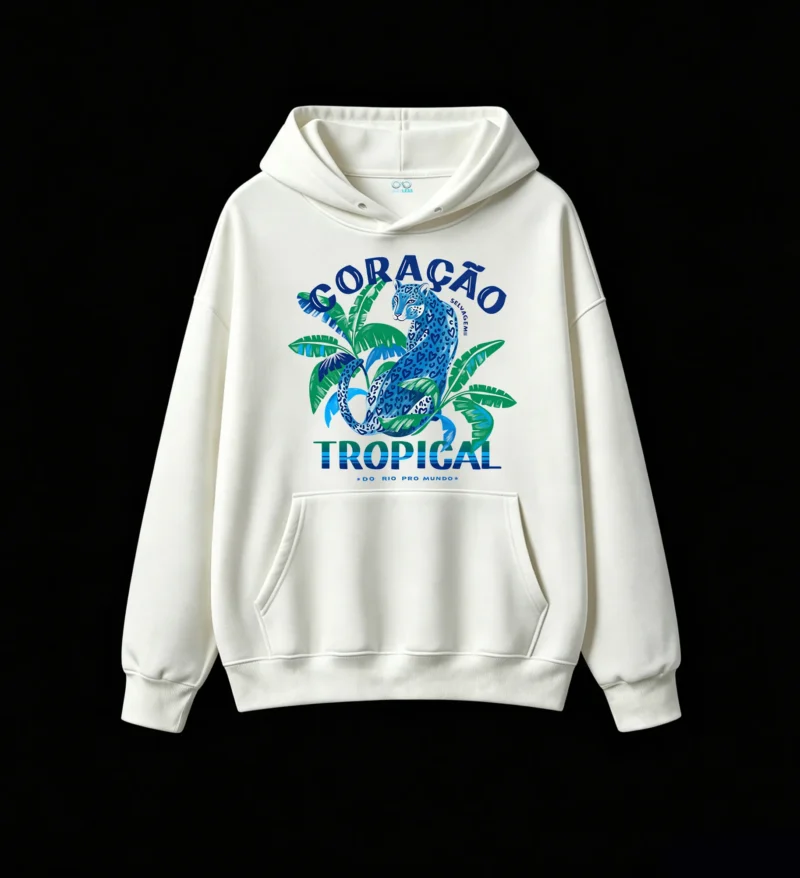 Buzo con capucha Algodón Estampado Leopardo Tropical Diseño Urbano