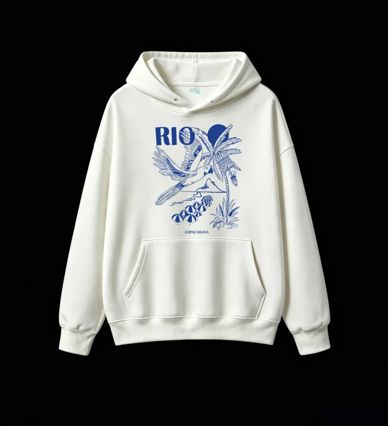 主图_2 Buzo con capucha Algodón Estampada Rio Copacabana Diseño Playa Verano