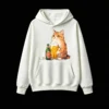 主图_2 Buzo con capucha Algodón Estampada Gato Cerveza Diseño Original Casual