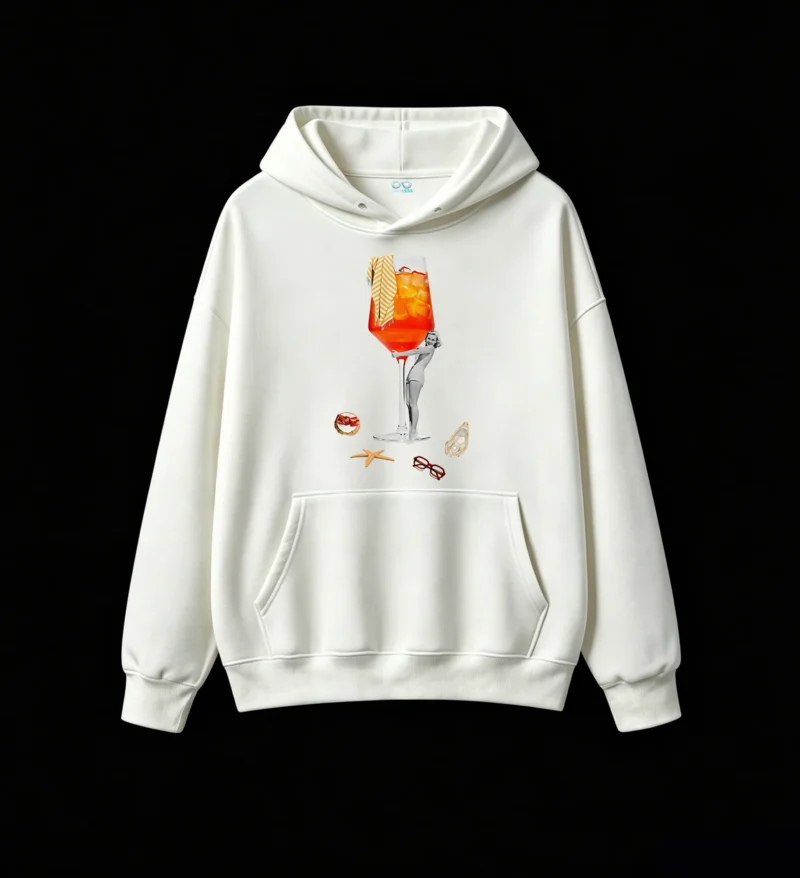 主图_2 Buzo con capucha Algodón Estampado Verano Drink Retro Oversize Premium