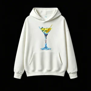 主图_2 Buzo con capucha Algodón Estampado Cóctel Martini Arte Premium Trendy