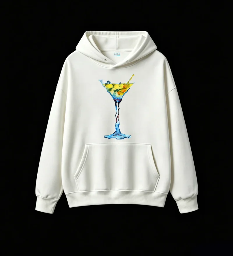 Buzo con capucha Algodón Estampado Cóctel Martini Arte Premium Trendy