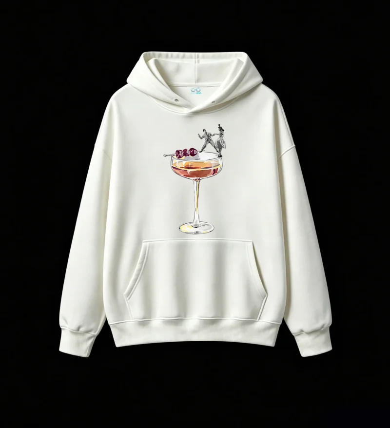 Buzo con capucha Algodón Estampado Cocktail Retro Diseño Exclusivo