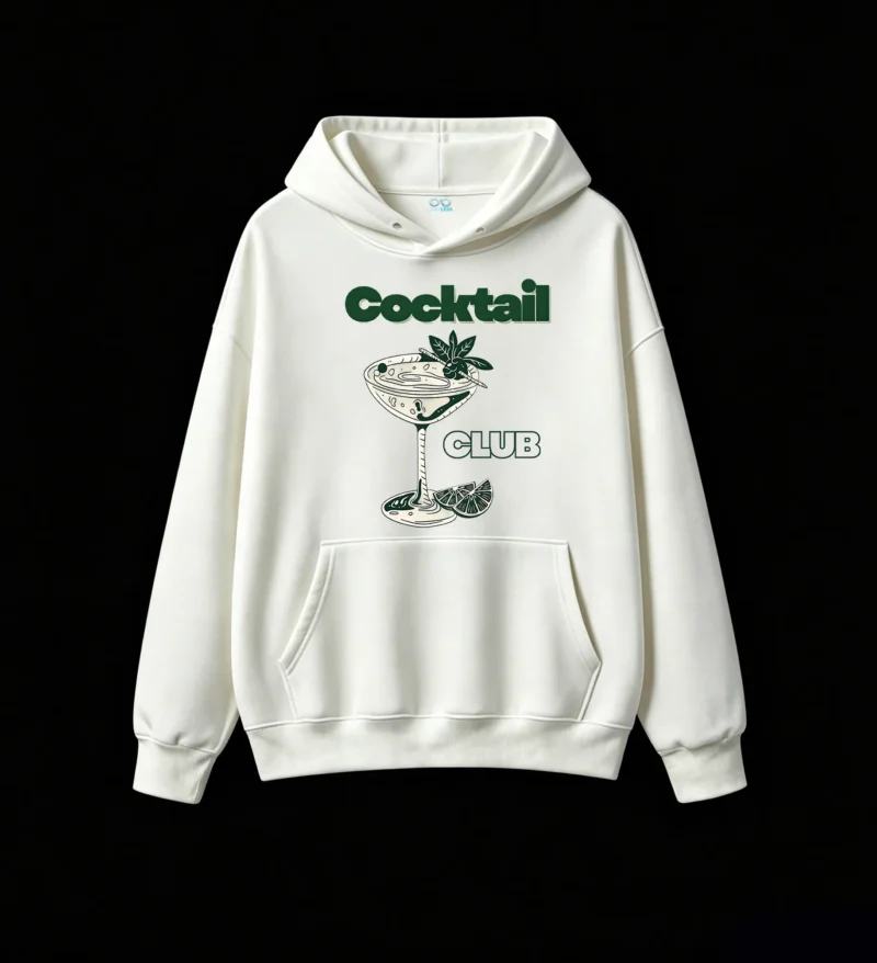 主图_2 Buzo con capucha Algodón Estampada Cocktail Club Diseño Minimalista