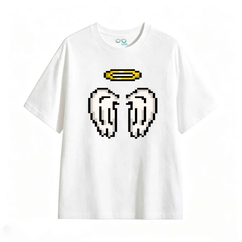 Remera Algodón Estampado Pixel Art Alas Angel Premium Calidad