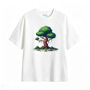 Remera Algodón Árbol Pixel Art Estampado Casual Vintage