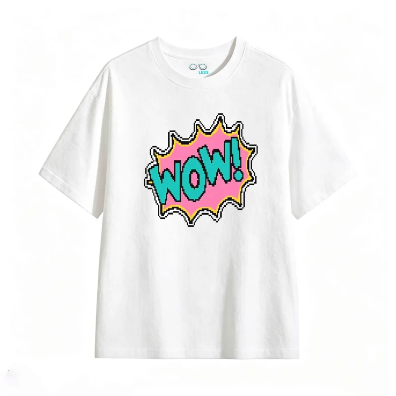 Remera Algodón Estampada Wow Diseño Retro Pop Art Calidad
