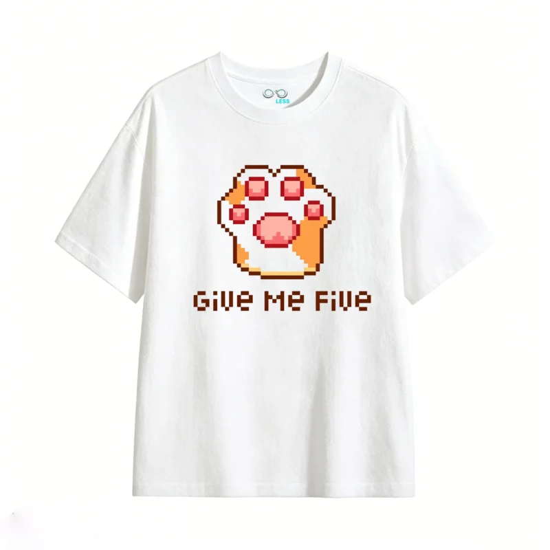 Remera Algodón Estampado Pixel Art Give Me Five Gamer Casual
