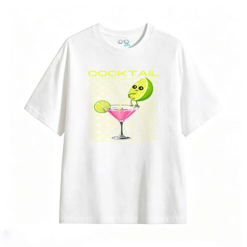 主图_2 Remera Algodón Estampada Cocktail Diseño Kawaii Verano