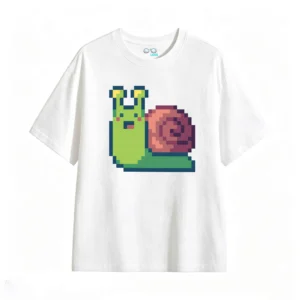 主图_2 Remera Algodón Estampado Caracol Pixel Art Gamer Casual