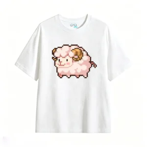 主图_2 Remera Algodón Estampado Oveja Pixel Art Diseño Kawaii Urbano