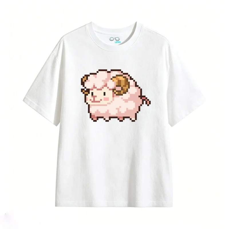 Remera Algodón Estampado Oveja Pixel Art Diseño Kawaii Urbano