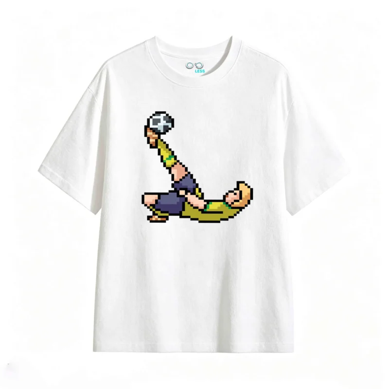 Remera Algodón Estampado Pixel Art Fútbol Retro Gaming