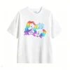 Remera Algodón Estampado Pixel Art Arcoíris Diseño Kawaii
