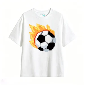 主图_2 Remera Algodón Estampado Pixel Art Fuego Gaming Premium