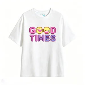 主图_2 Remera Algodón Estampado Good Times Pixel Art Retro Casual