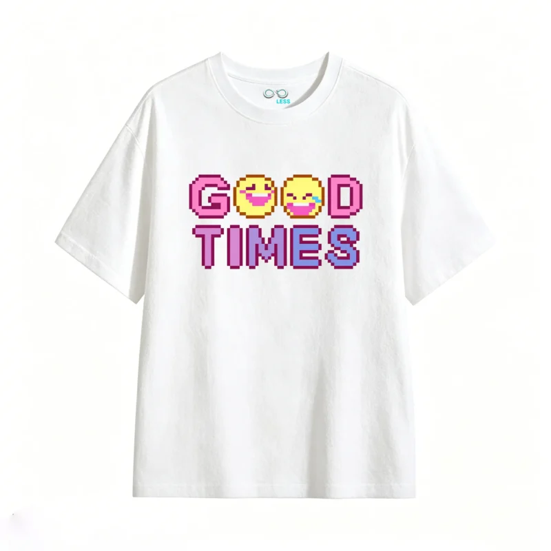 Remera Algodón Estampado Good Times Pixel Art Retro Casual