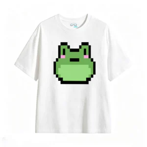 主图_2 Remera Algodón Estampado Pixel Rana Kawaii Diseño Urbano