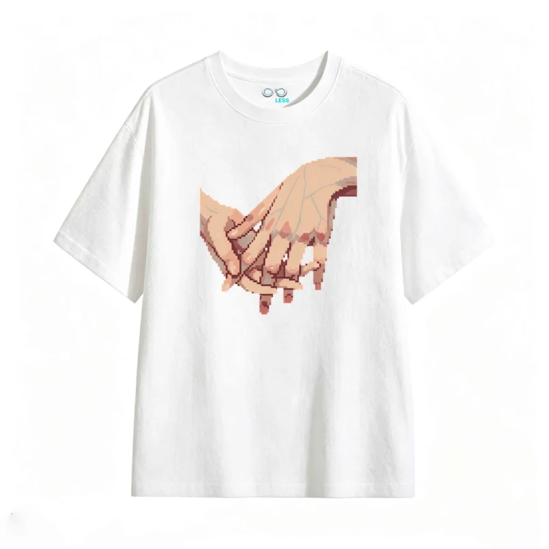 主图_2 Remera Algodón Estampado Pixel Art Manos Diseño Urbano Cool