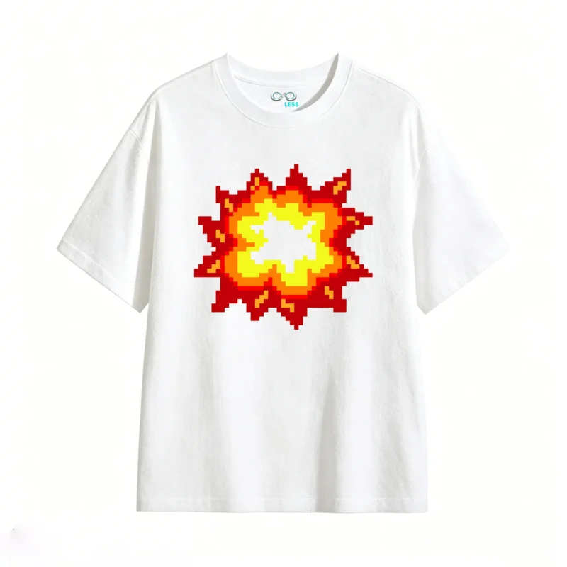 Remera Algodón Estampado Explosión Pixel Art Premium Trendy