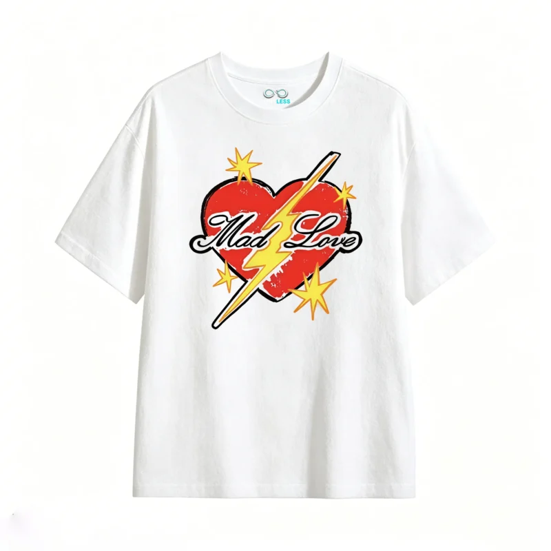 Remera Algodón Estampado Corazón Rayo Estilo Urbano Premium