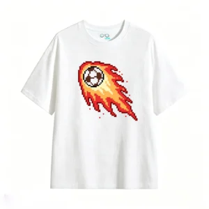 主图_2 Remera Algodón Estampado Pixel Art Cometa Fuego Gamer Premium