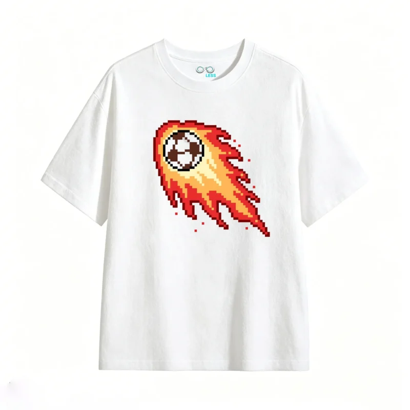 主图_2 Remera Algodón Estampado Pixel Art Cometa Fuego Gamer Premium