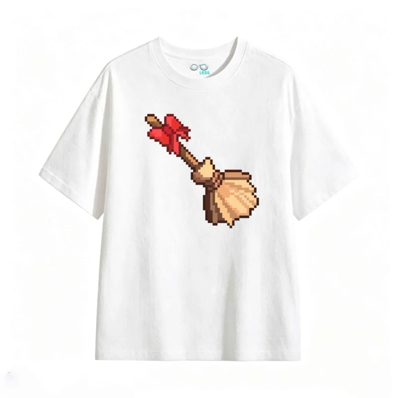 Remera Algodón Estampado Escoba Pixel Art Diseño Original