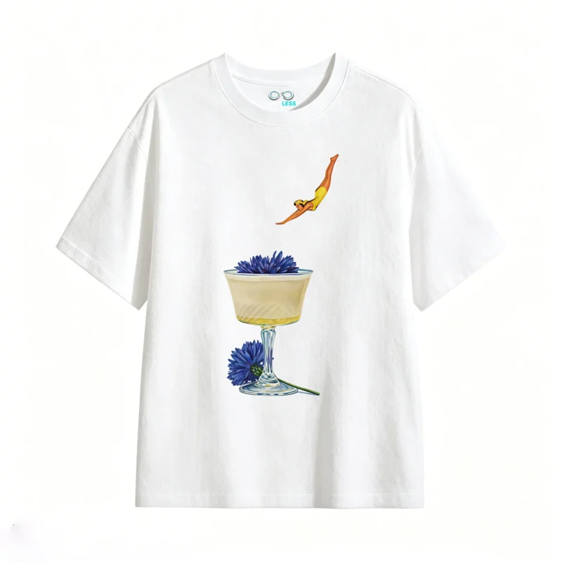 Remera Algodón Estampado Vintage Copa Flores Verano Retro