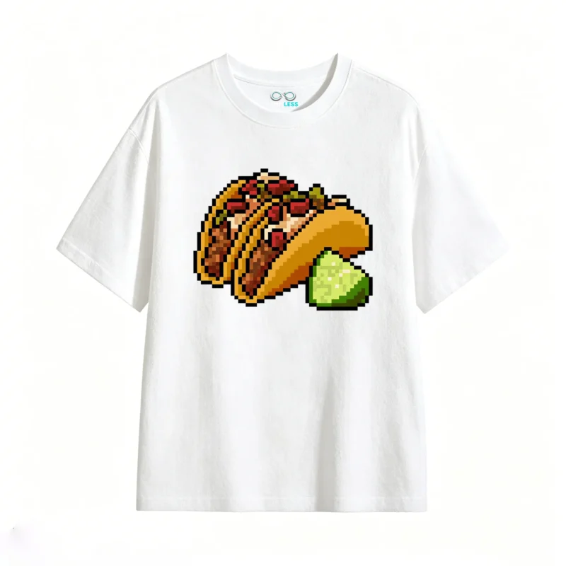 Remera Algodón Estampado Tacos Pixel Art Diseño Original Trendy