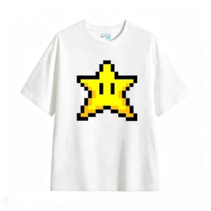 主图_2 Remera Algodón Estampado Pixel Star Retro Gaming Premium