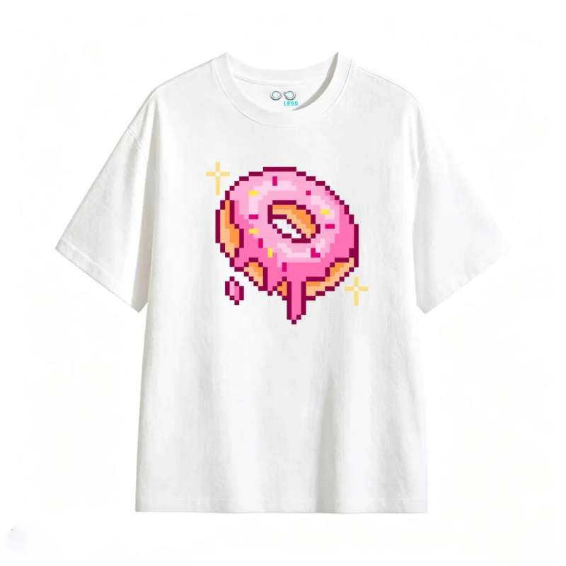 Remera Algodón Estampado Pixel Art Dona Diseño Oversize Trendy