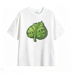 主图_2 Remera Algodón Estampado Pixel Art Hoja Estilo Gamer Casual