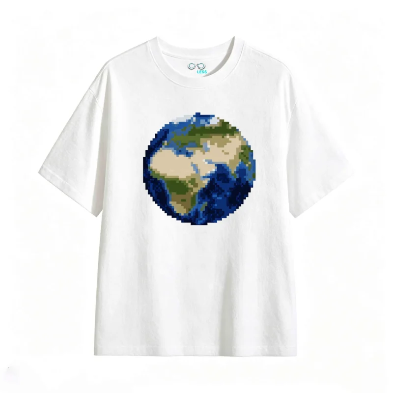 Remera Algodón Estampado Tierra Pixel Art Urbano Premium