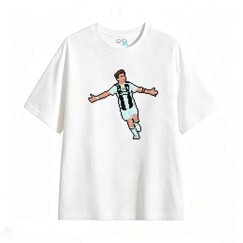 Remera Algodón Estampado Pixel Art Futbol Retro Premium