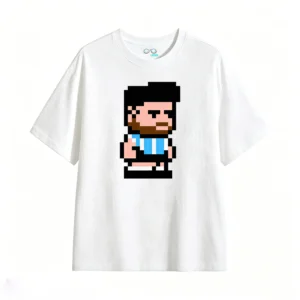 主图_2 Remera Algodón Estampado Pixel Art Messi Futbol Premium