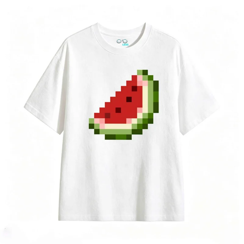 Remera Algodón Estampado Sandía Pixel Art Casual Verano