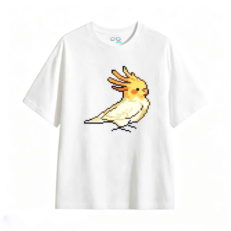 Remera Algodón Calopsita Pixel Art Estilo Kawaii Premium
