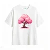 Remera Algodón Estampado Pixel Art Cerezo Japonés Casual