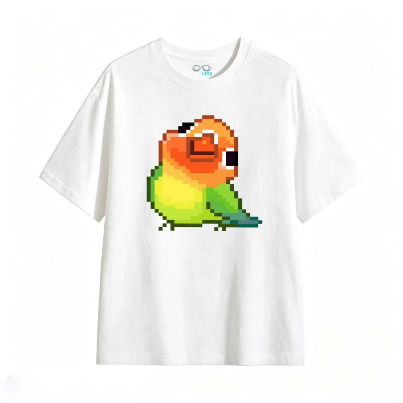 主图_2 Remera Algodón Estampado Pixel Art Loro Diseño Retro Gamer