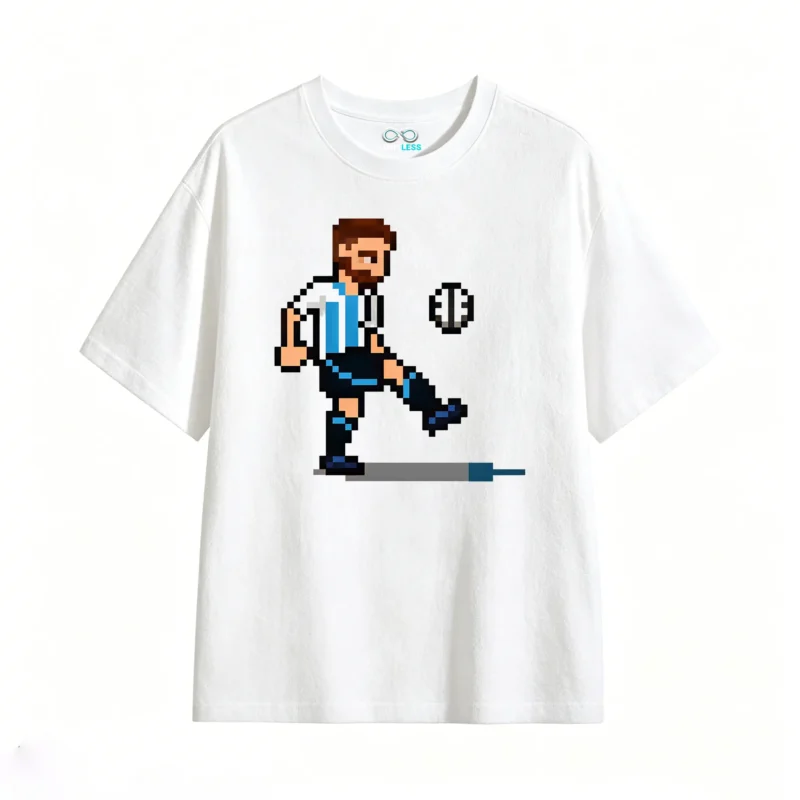 主图_2 Remera Algodón Estampado Pixel Art Fútbol Selección Premium