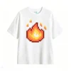 主图_2 Remera Algodón Estampado Pixel Art Fuego Gamer Casual Cool