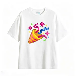 主图_2 Remera Algodón Estampado Pixel Art Fiesta Diseño Retro Top