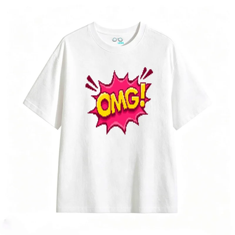 Remera Algodón Estampado OMG Pixel Art Diseño Pop Premium